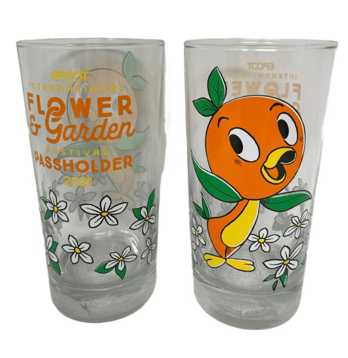Disney Epcot 2021 Flower and Garden Festival Orange Bird Passholder Glass