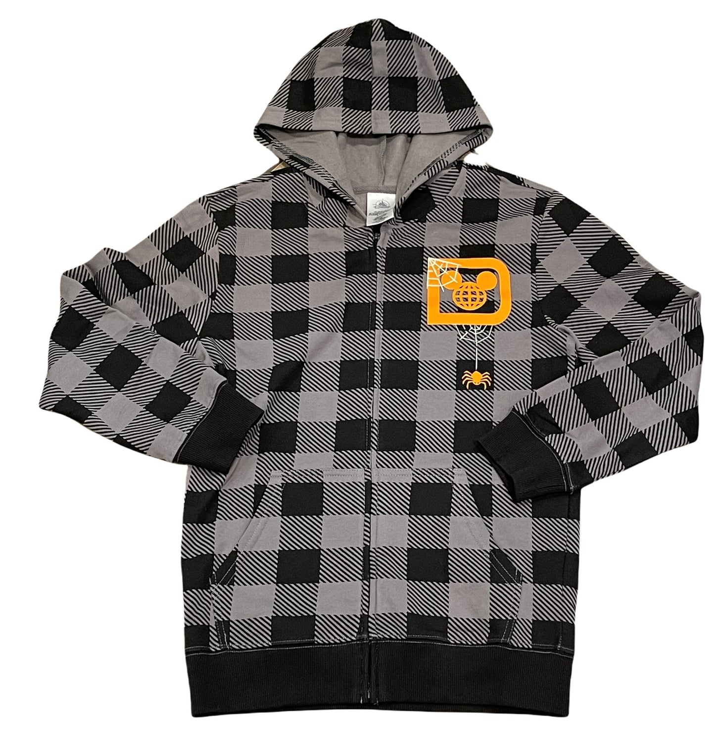 Walt Disney World Plaid Mickey Halloween Zip Up Kids Hoodie L - XL