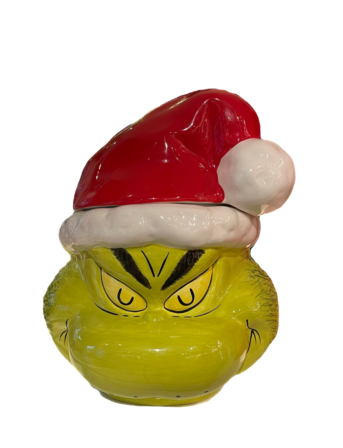 Universal Studios Dr. Seuss Grinch Sculpted Cookie Jar with Hat Lid