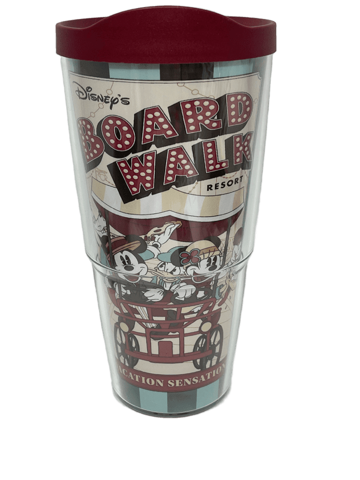 Disney Boardwalk Resort Mickey and Minnie Tervis Tumbler Cup with Lid-Rare Retired