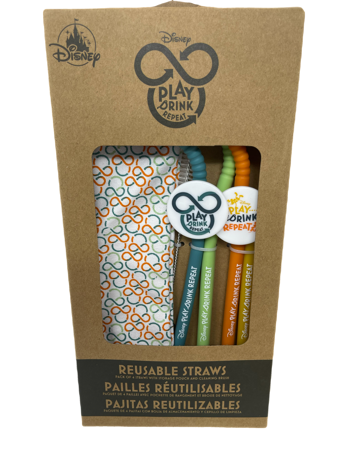 Disney Play, Drink, Repeat Reusable Rubber Straws and Mickey Pouch