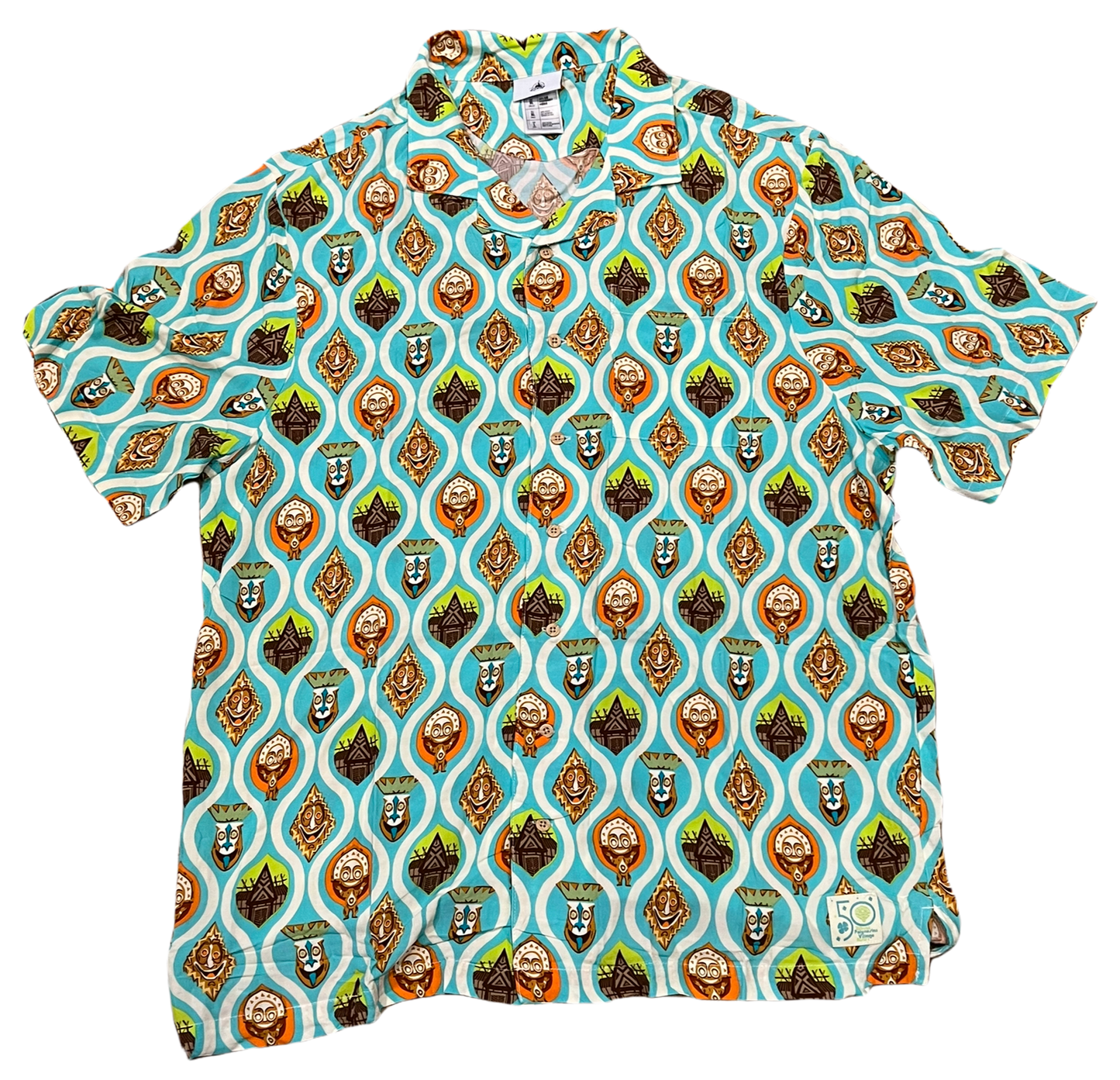 Walt Disney World 50th Anniversary Polynesian Resort Mens Camp Shirt