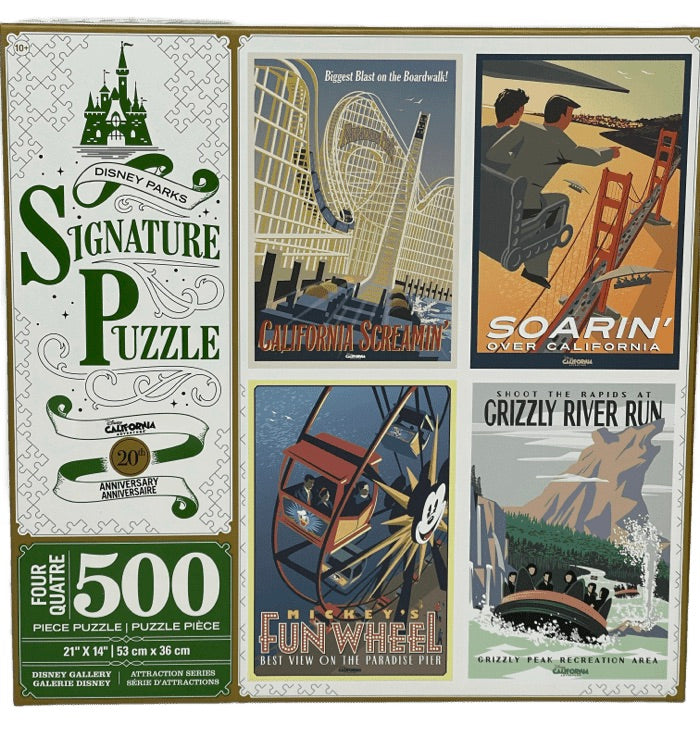 Disney Parks California Adventure 20th Anniversary 4 Pack Signature Puzzles