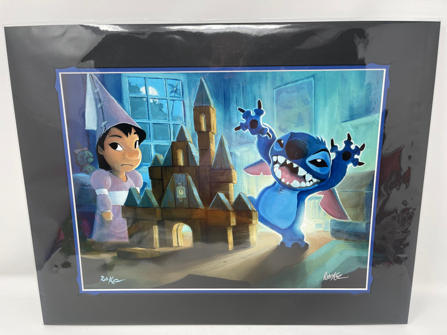 Disney “A Royal Pain” Lilo, Stitch, Castle 14x18” Matted Print SIGNED Rob Kaz