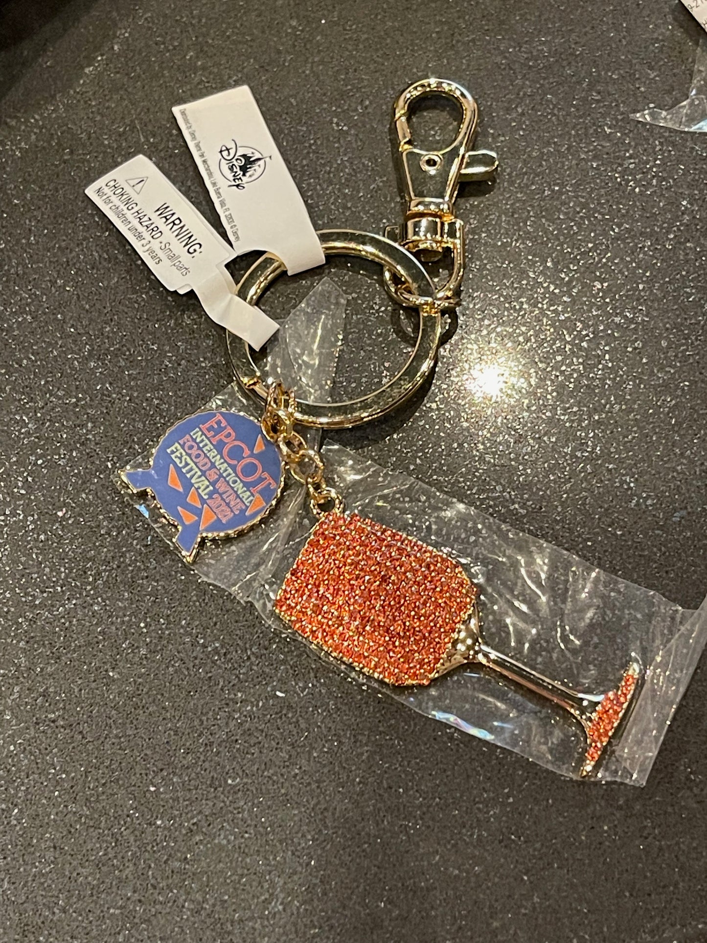 Disney Epcot Food and Wine Festival 2021 Spaceship Earth Wine Glass Keychain