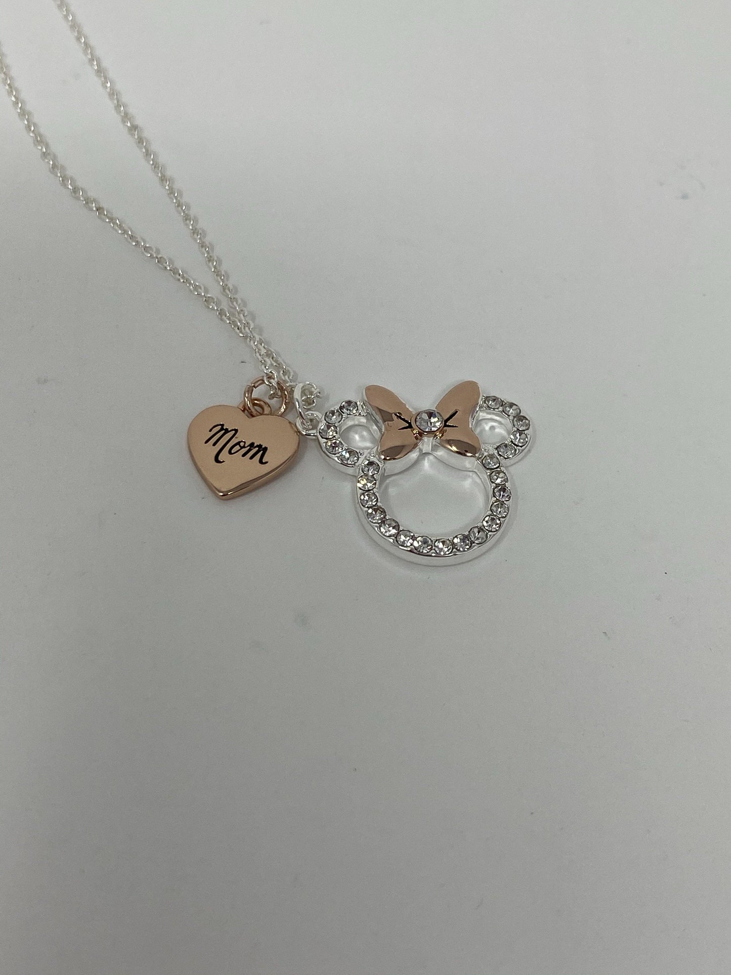 Disney Minnie Mouse with Mom Rose Gold Heart Necklace - World of Treasures