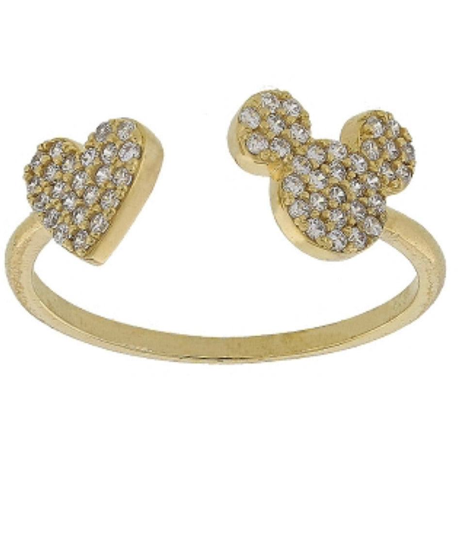 Disney Crislu Mickey Sterling Silver Ring with 18k Gold