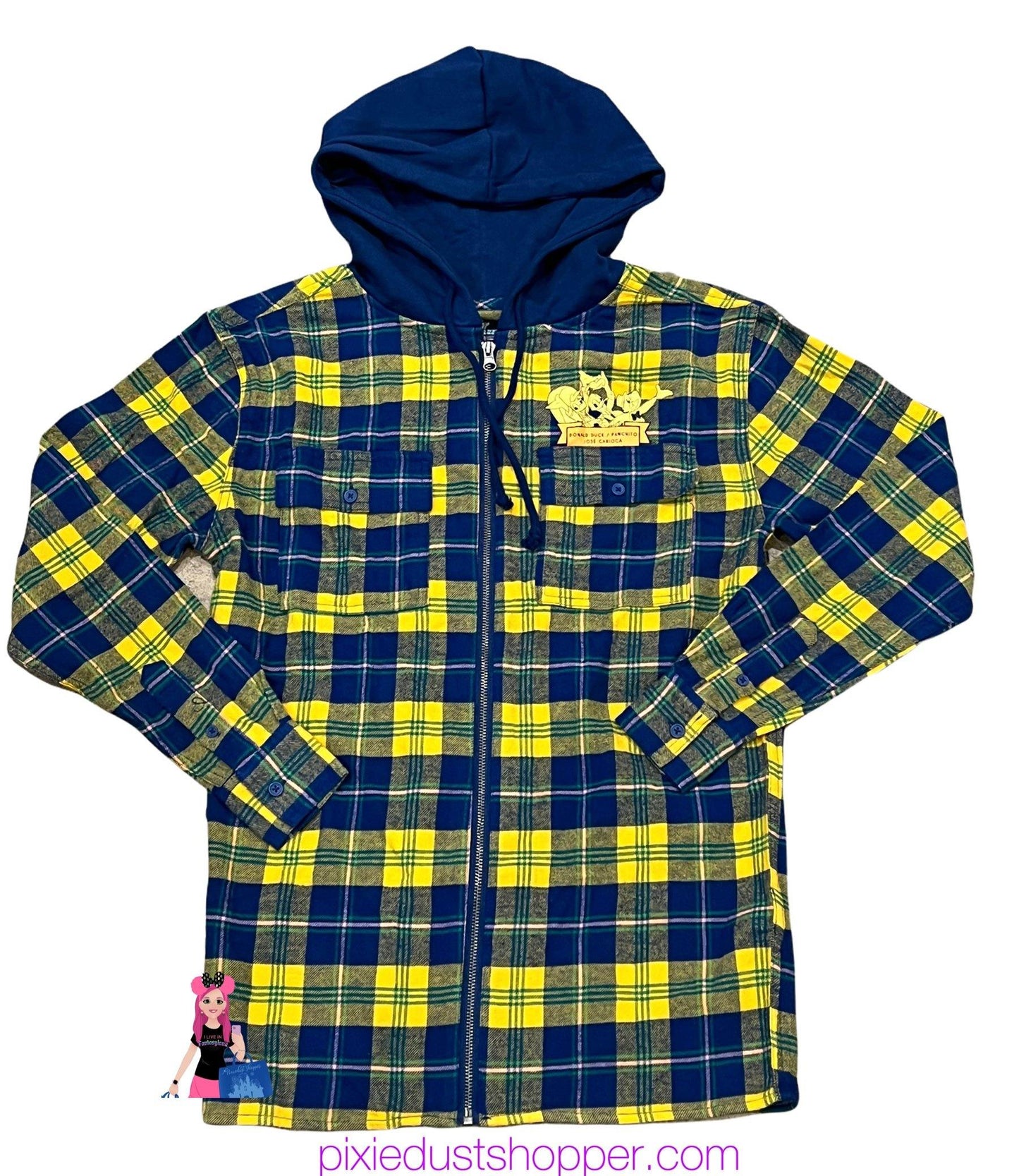 Disney Three Caballeros Zip Up Flannel Hoodie - World of Treasures
