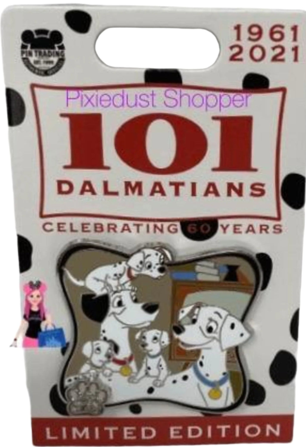 Disney Pin 101 Dalmatians Limited Edition Celebrating 60 years Pongo, Perdita and Puppies - World of Treasures