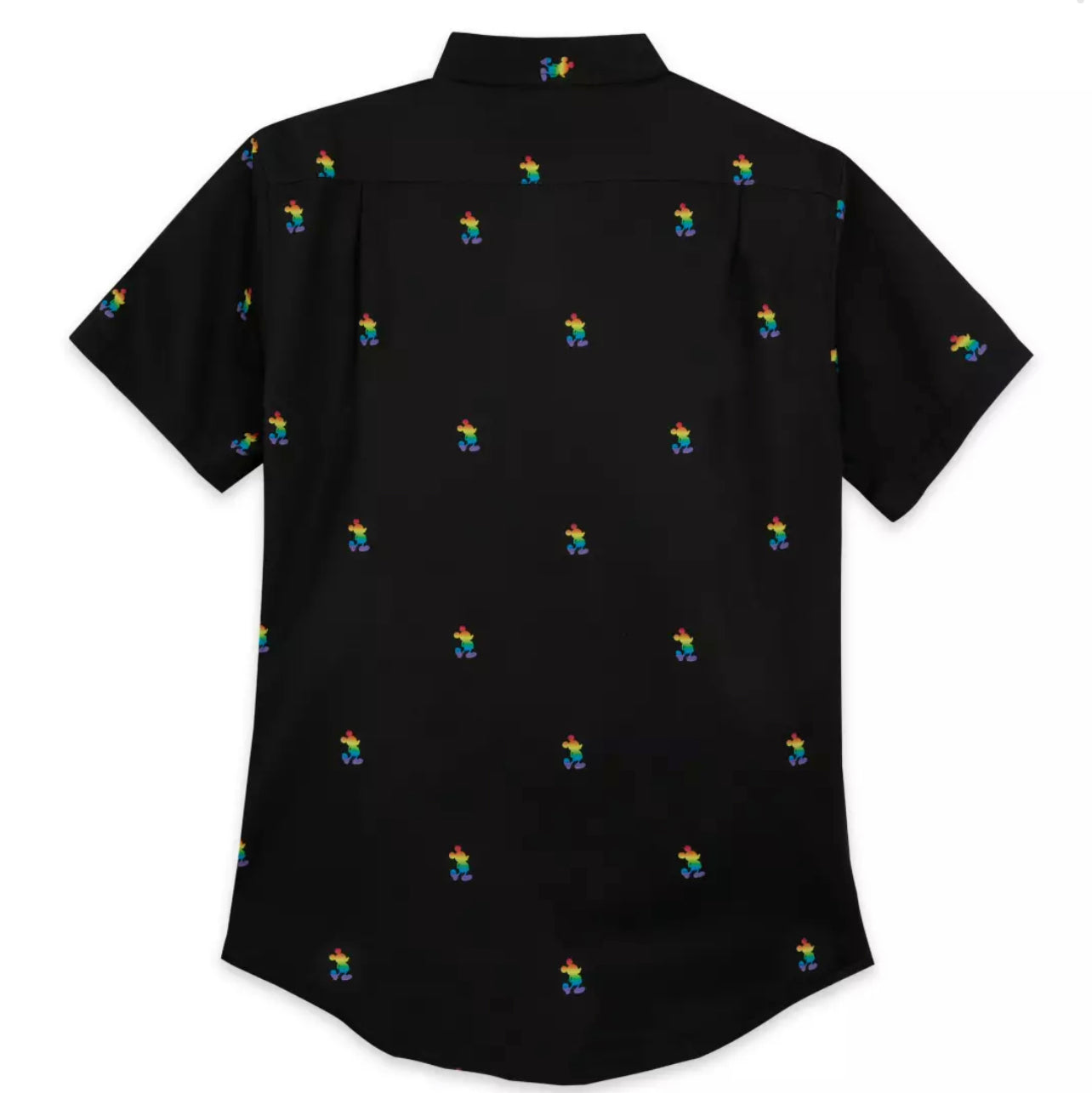 Disney Mickey Rainbow Pride Woven Camp Shirt XL