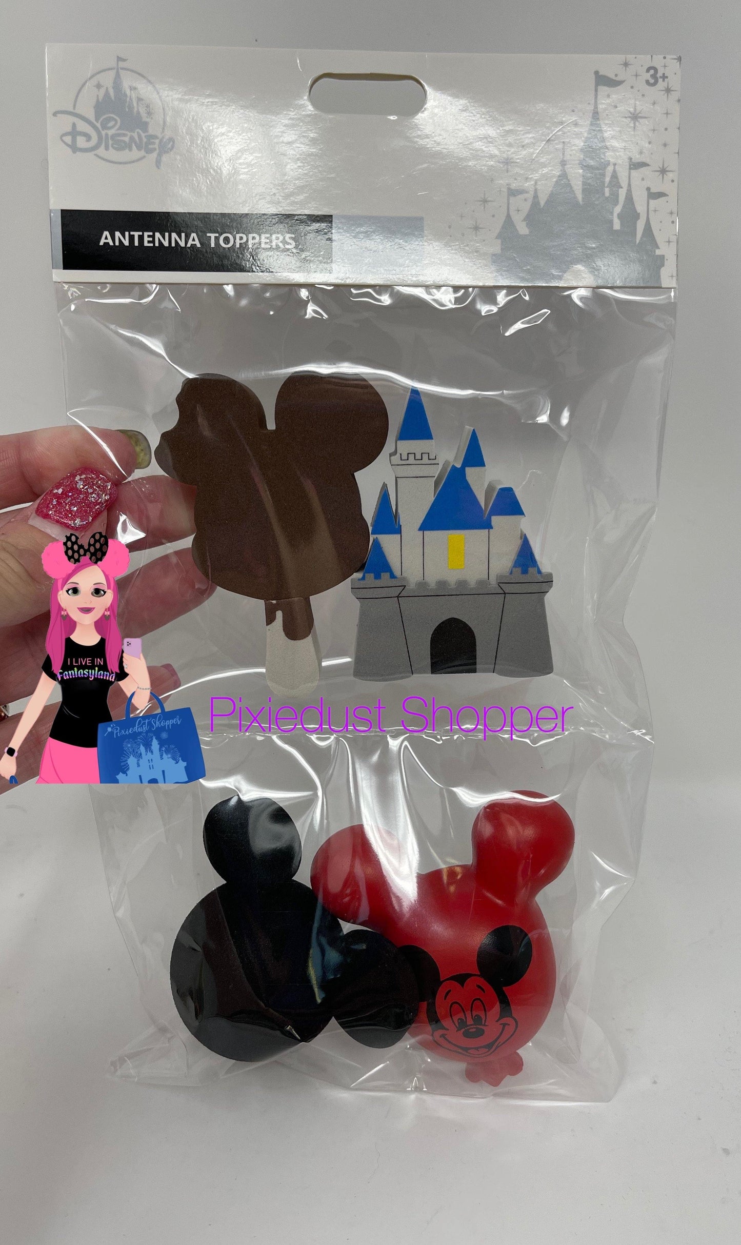 Disney Antenna Topper 4 Pack-Mickey Bar, Castle, Mickey Balloon, and Mickey Head - World of Treasures