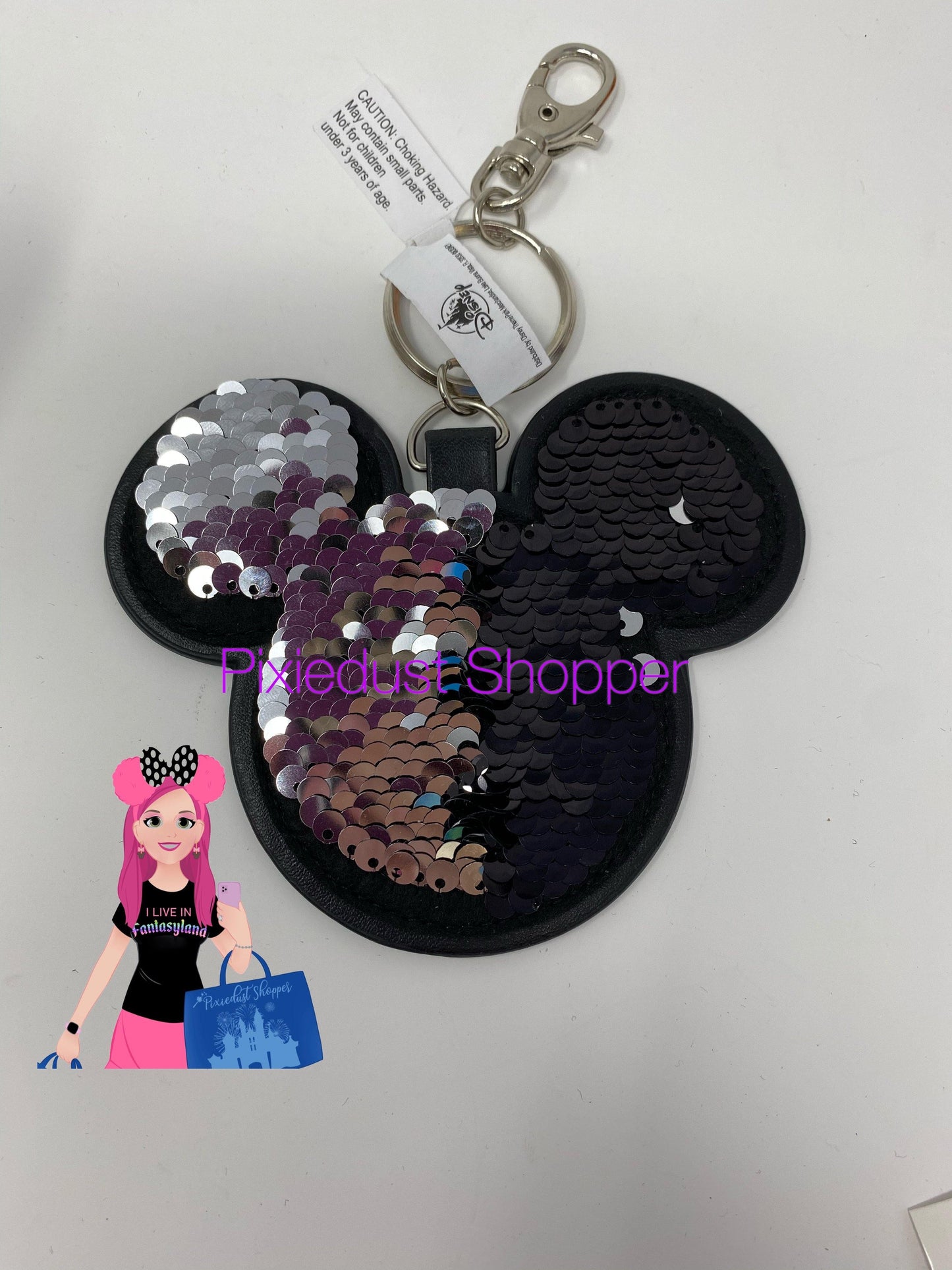 Disney Mickey Mouse Flip Sequin Keychain Clip - World of Treasures