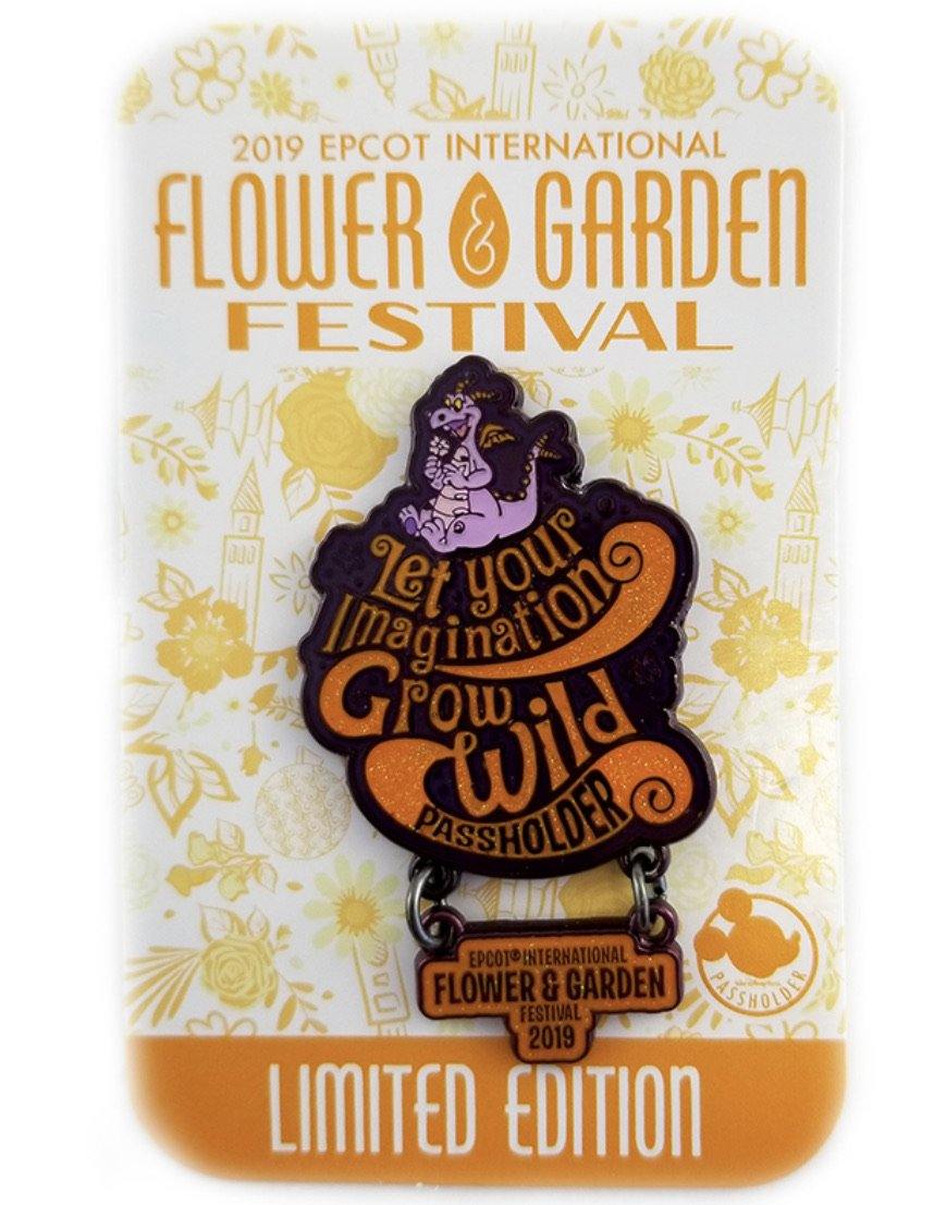 Disney Flower And Garden Pin - 2019 Figment Passholder Dangle - World of Treasures