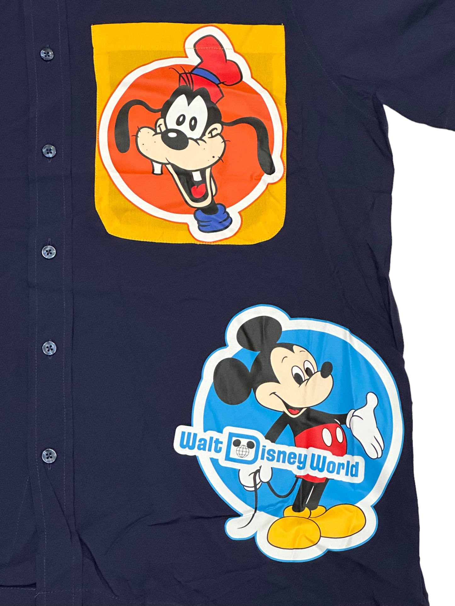 Disney World 50th Vault Camp Shirt-Mickey, Goofy, Donald, Pluto, Winnie the Pooh Large
