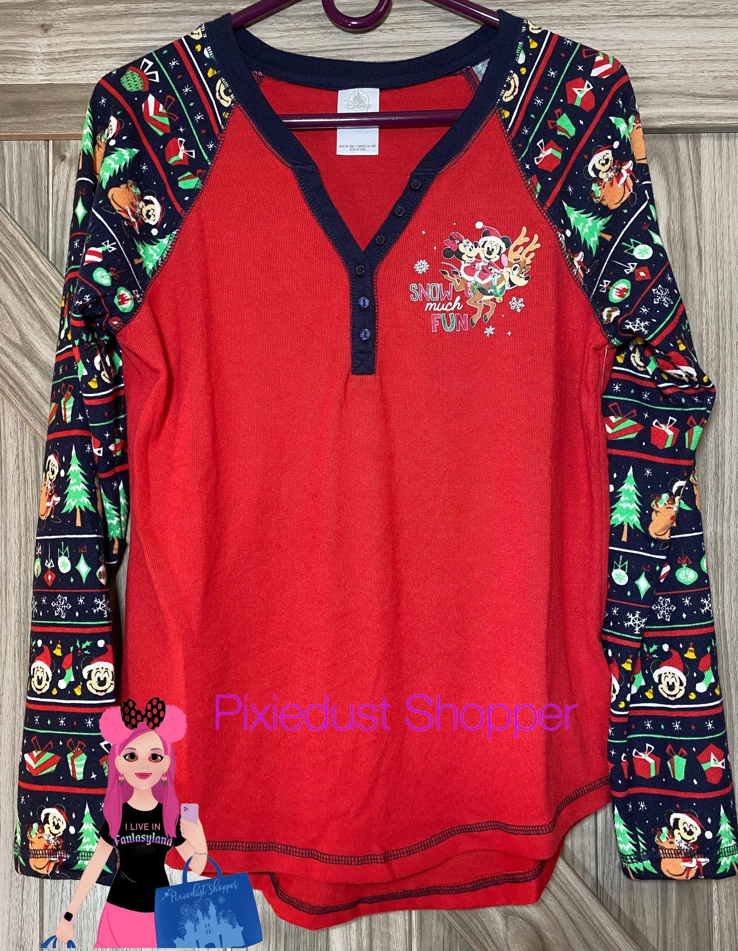 Disney Mickey and Minnie Mouse Holiday Thermal Top for Women - World of Treasures