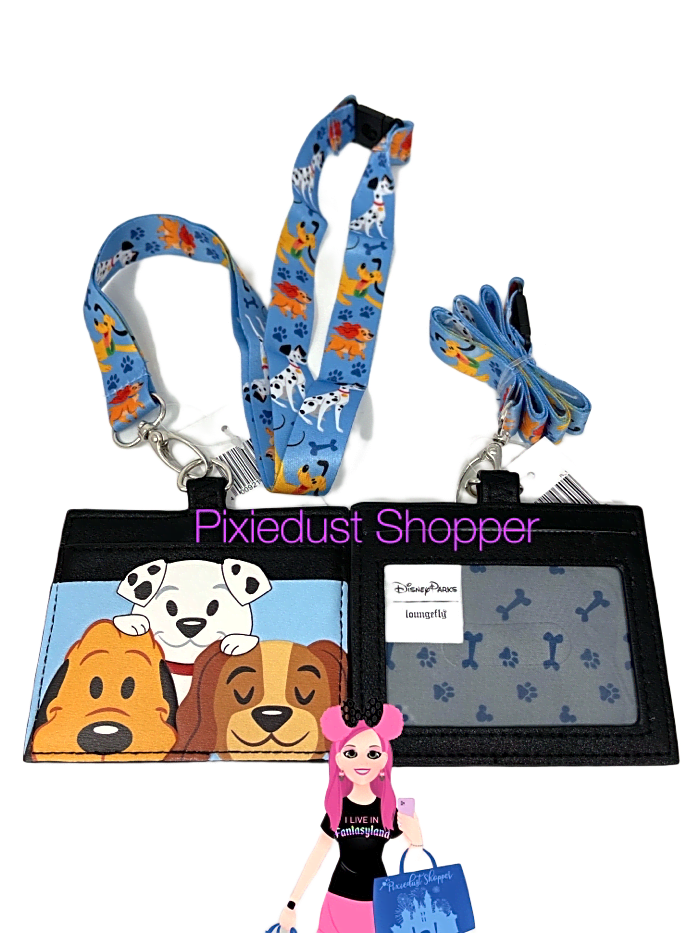 Disney Dogs ID Card Holder Loungefly Breakaway Lanyard-Pluto, Lady, Rolly - World of Treasures