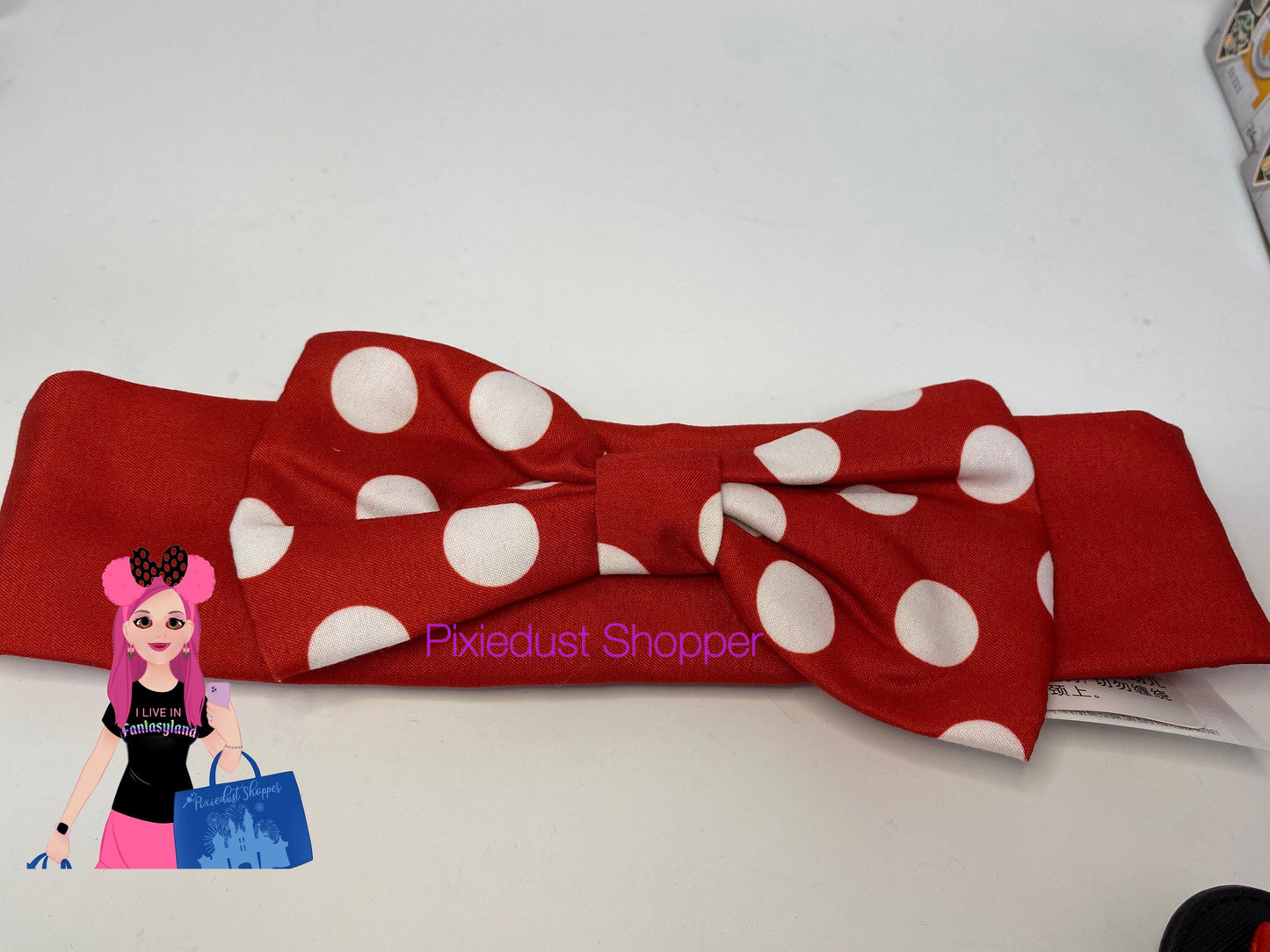 Disney Minnie Red Hair Headband Wrap with Red Polka Dot Bow - World of Treasures