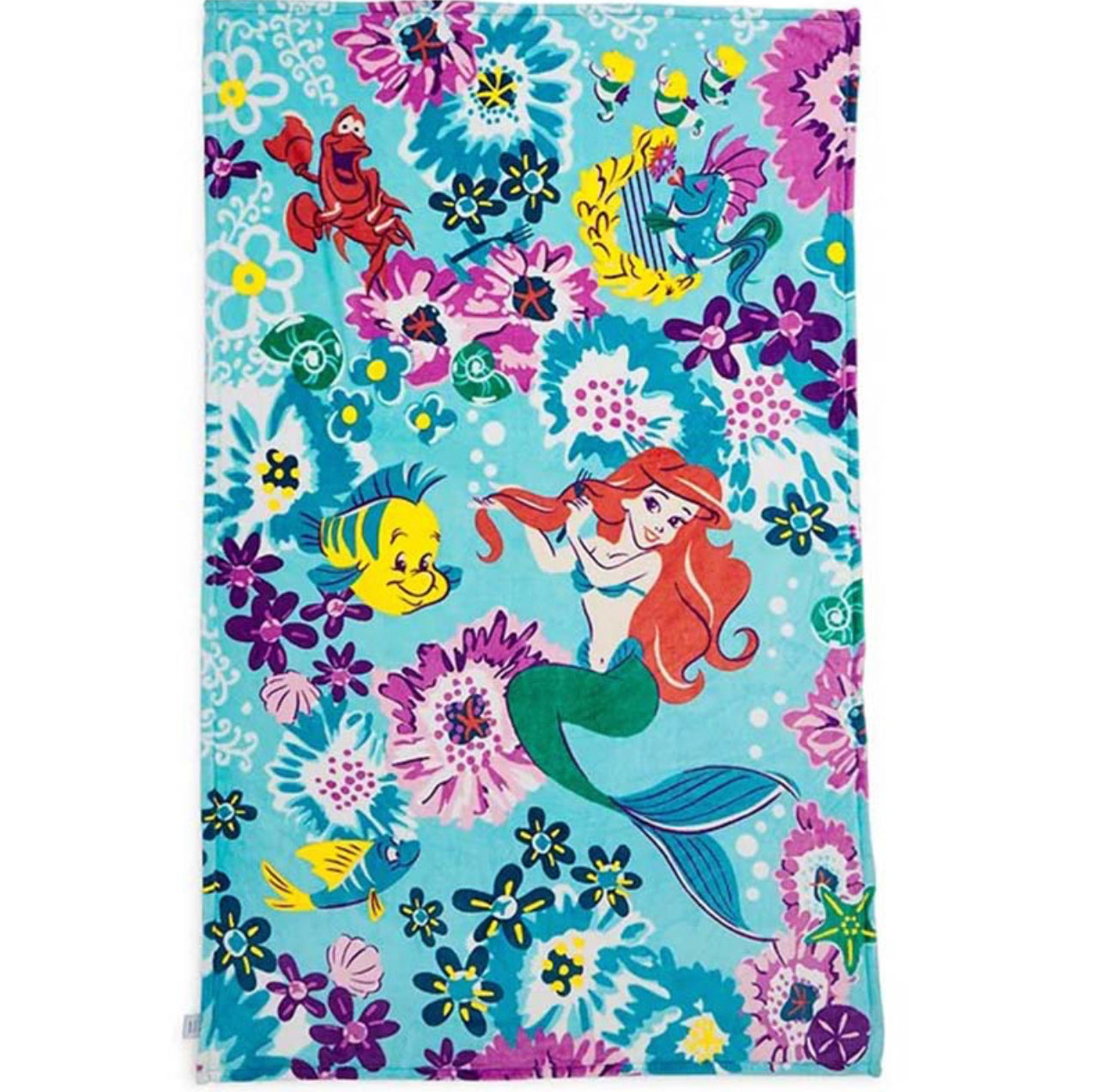 Disney Vera Bradley Little Mermaid Princess Ariel Floral Plush Blanket