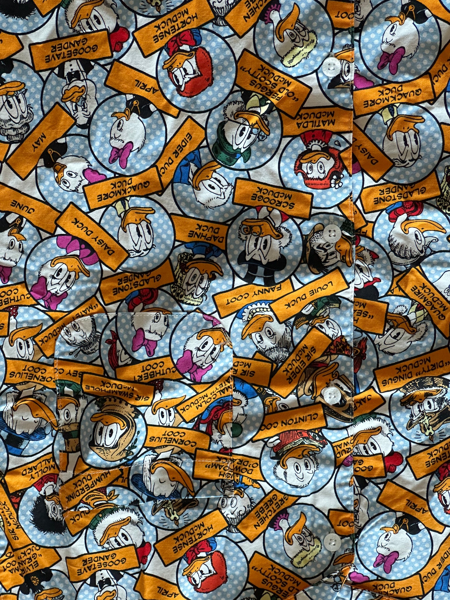 Disney Ducks Woven Camp Shirt-Donald Daisy Scrooge Medium