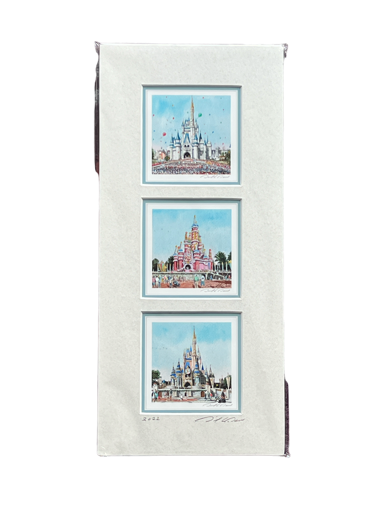 Disney “50 Years of Cinderella Castle” By David Doss Matted Print