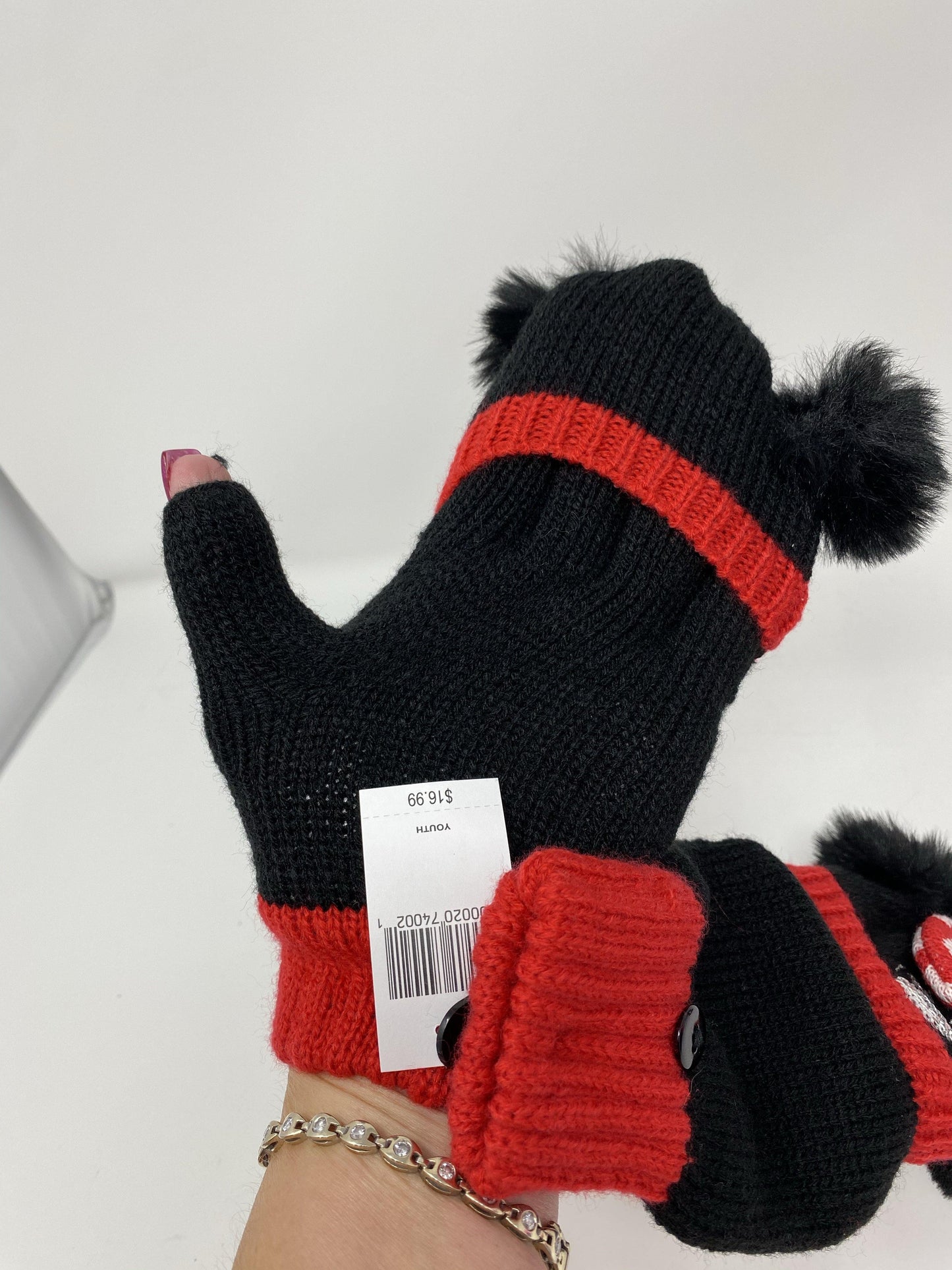 Disney Minnie Fingerless Gloves with Mitten Covers-Kids - World of Treasures