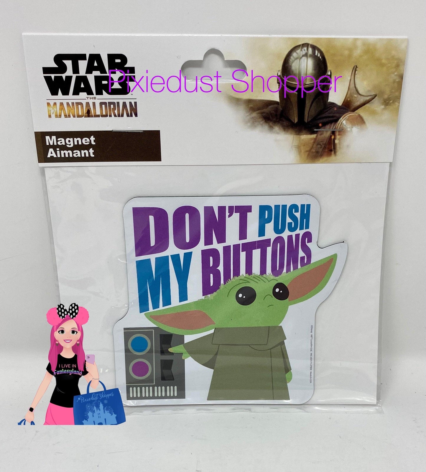 Disney Star Wars The Mandalorian "Don't Push My Buttons" Baby Yoda Magnet - World of Treasures