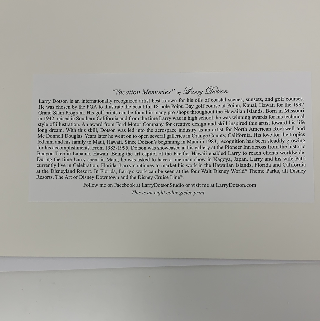 Disney Print “Disney’s Animal Kingdom Lodge” by Larry Dotson 8x10" Matted Print - World of Treasures