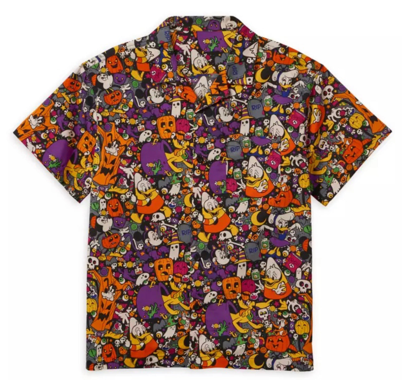 Disney Mickey and Friends Halloween 2022 Button Shirt- Down Camp Hawaiian Shirt XL