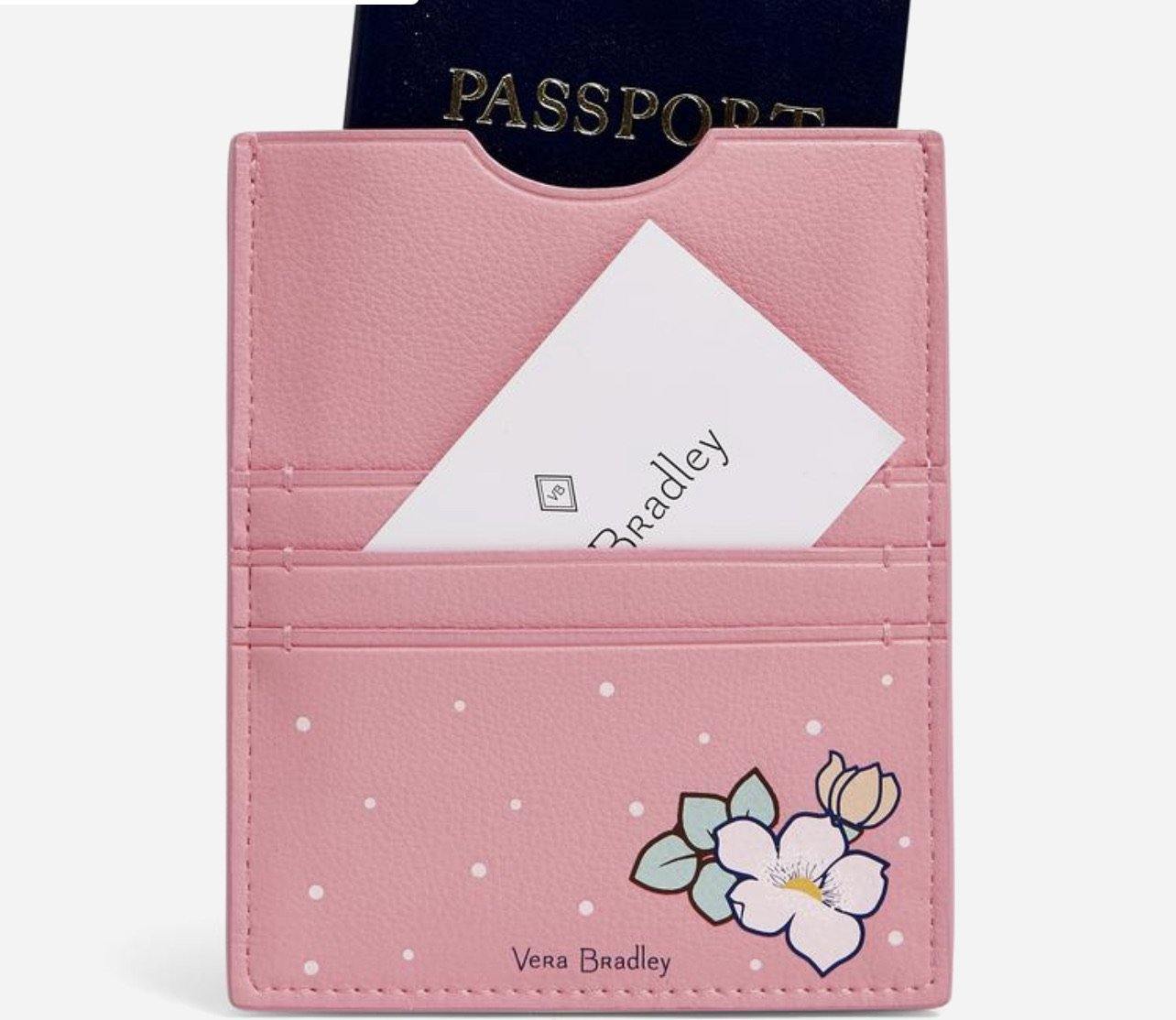 Disney Vera Bradley Minnie’s Garden Party RFID Passport Wallet with Clip - World of Treasures