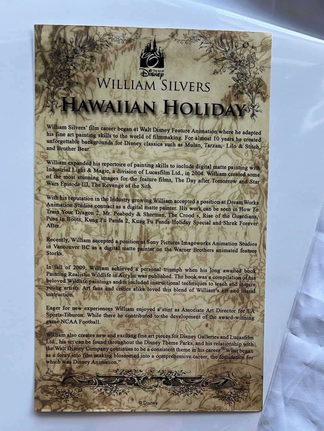 Disney Matted Print “Hawaiian Holiday” SIGNED by William Silvers