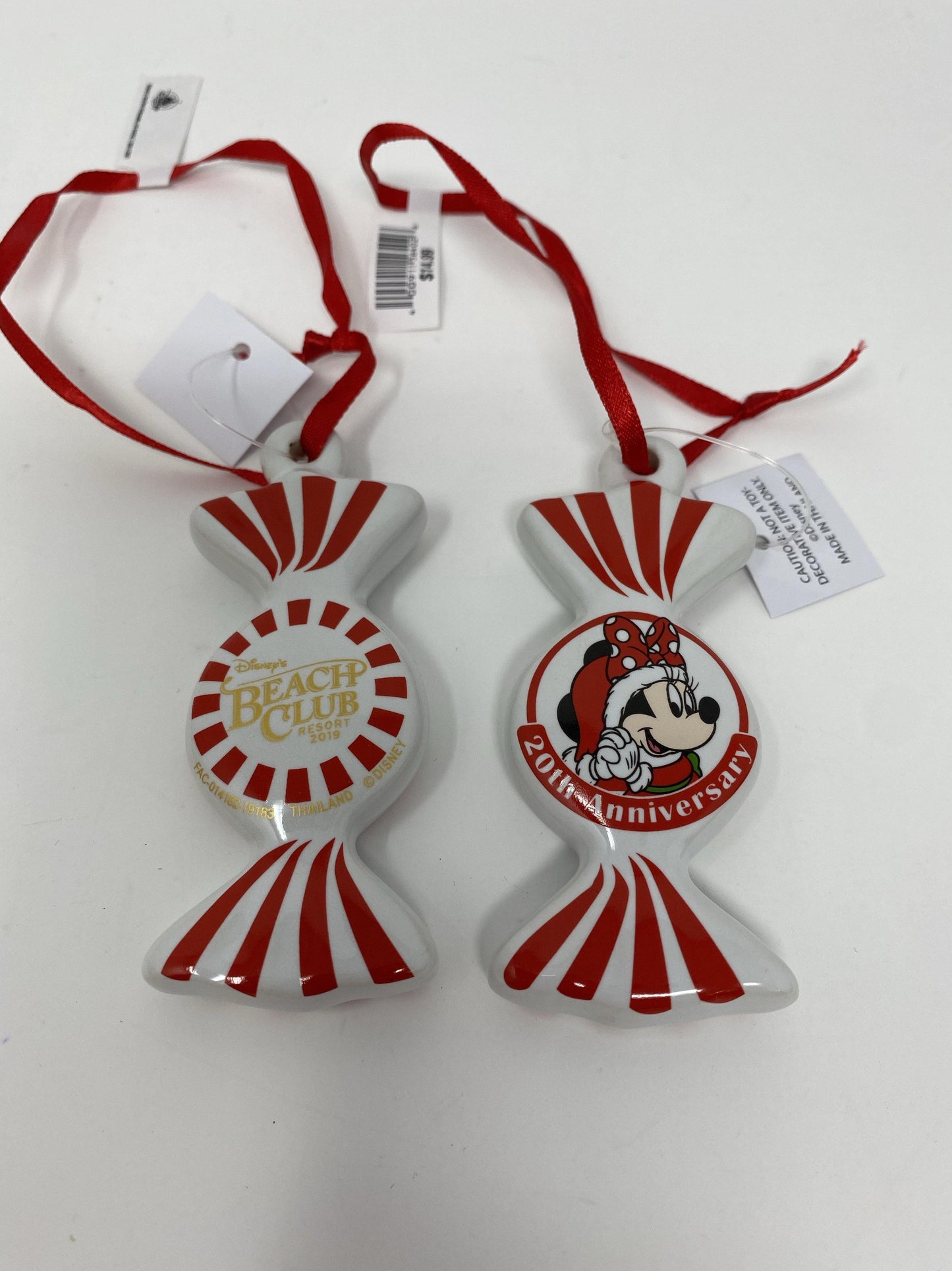 Disney Beach Club Resort 2019 Peppermint Twist 20th Anniversary Minnie Ornament - World of Treasures