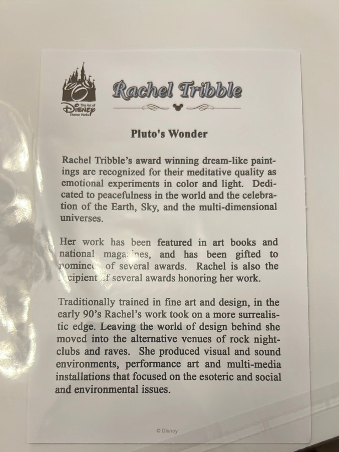 Disney Festival of Arts "Pluto's Wonder" Rachel Tribble 14X18" Matted Print