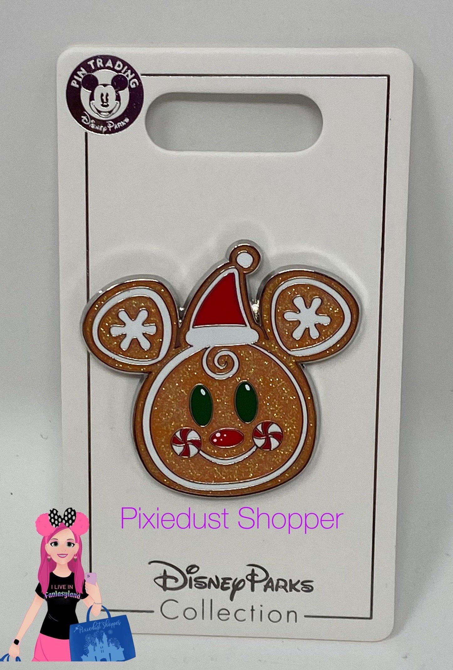 Disney Mickey Santa Glitter Gingerbread Pin - World of Treasures