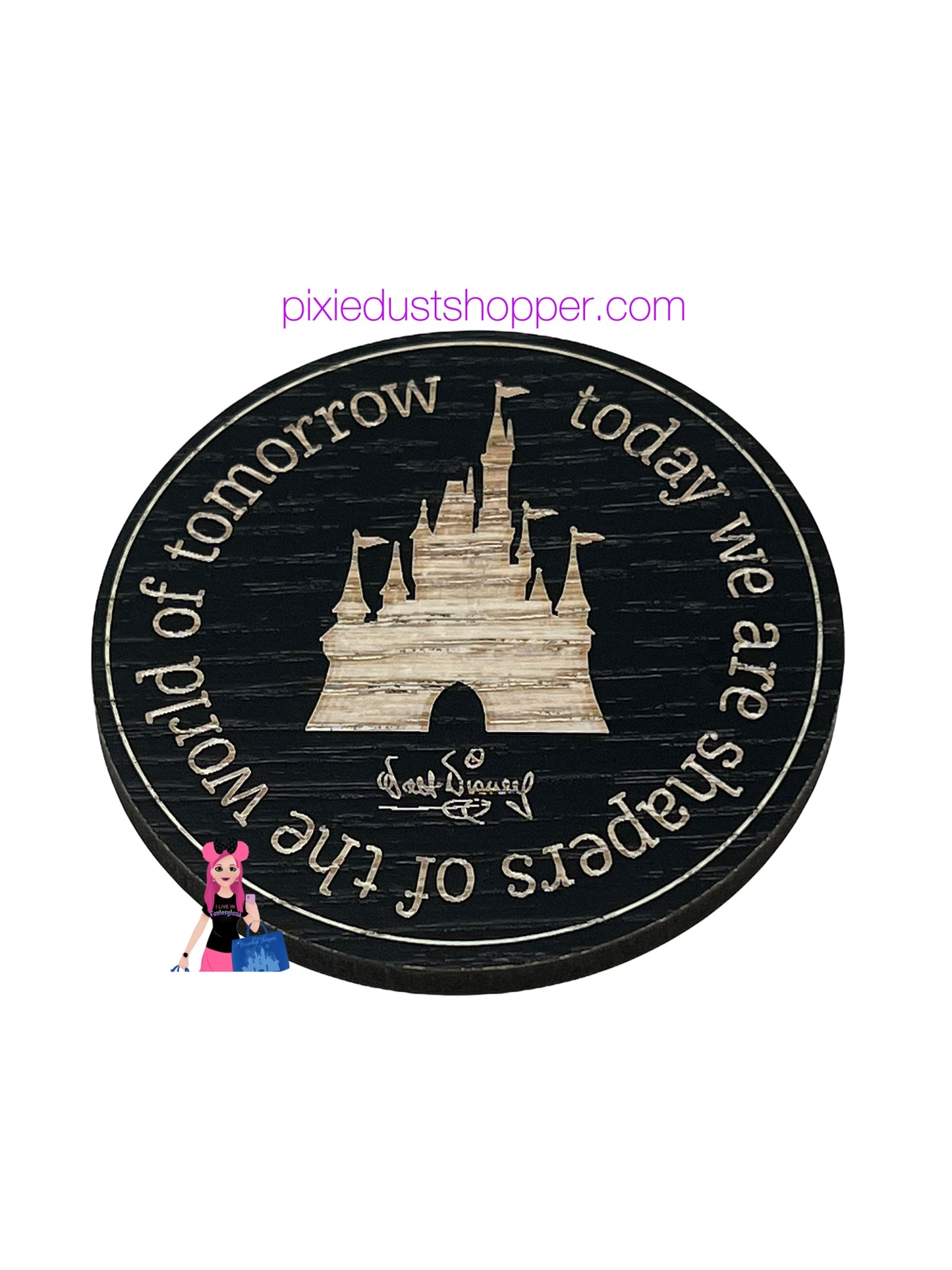 Disney Walt Disney Quote Castle Wooden Magnet