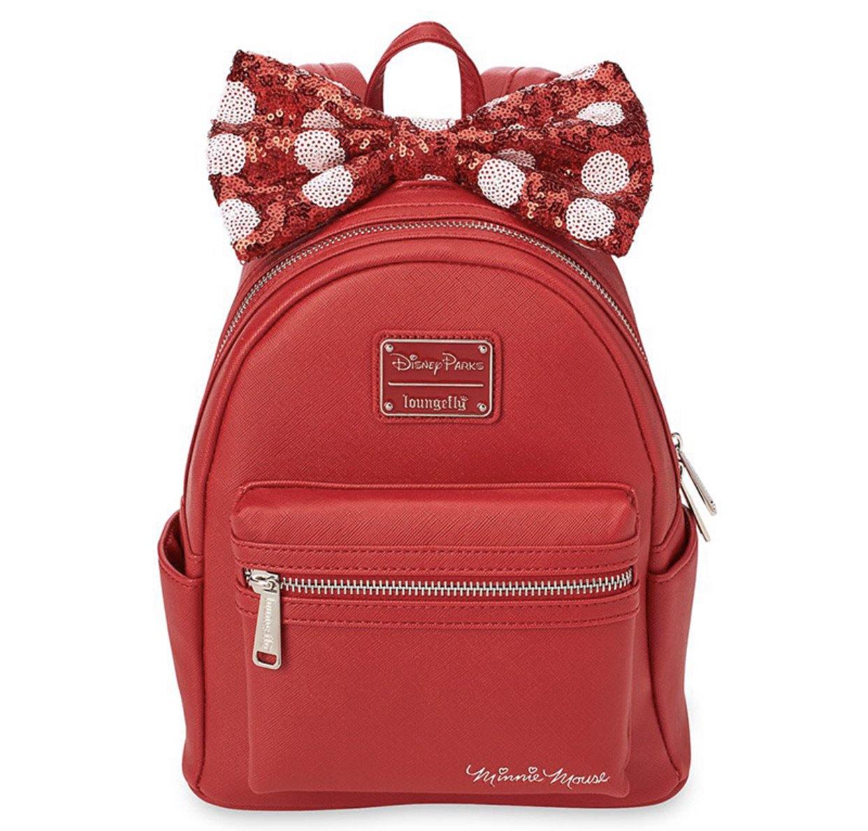 Disney Loungefly Minnie Mouse Red Backpack Purse with Red Sequin Bow - World of Treasures