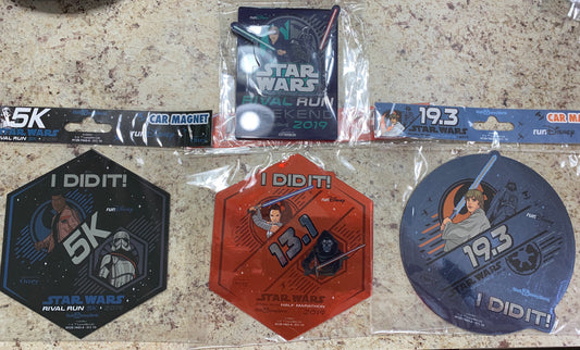 RunDisney 2019 Star Wars Rival Run Magnet. 5k, 19.3 Challenge, or Fridge