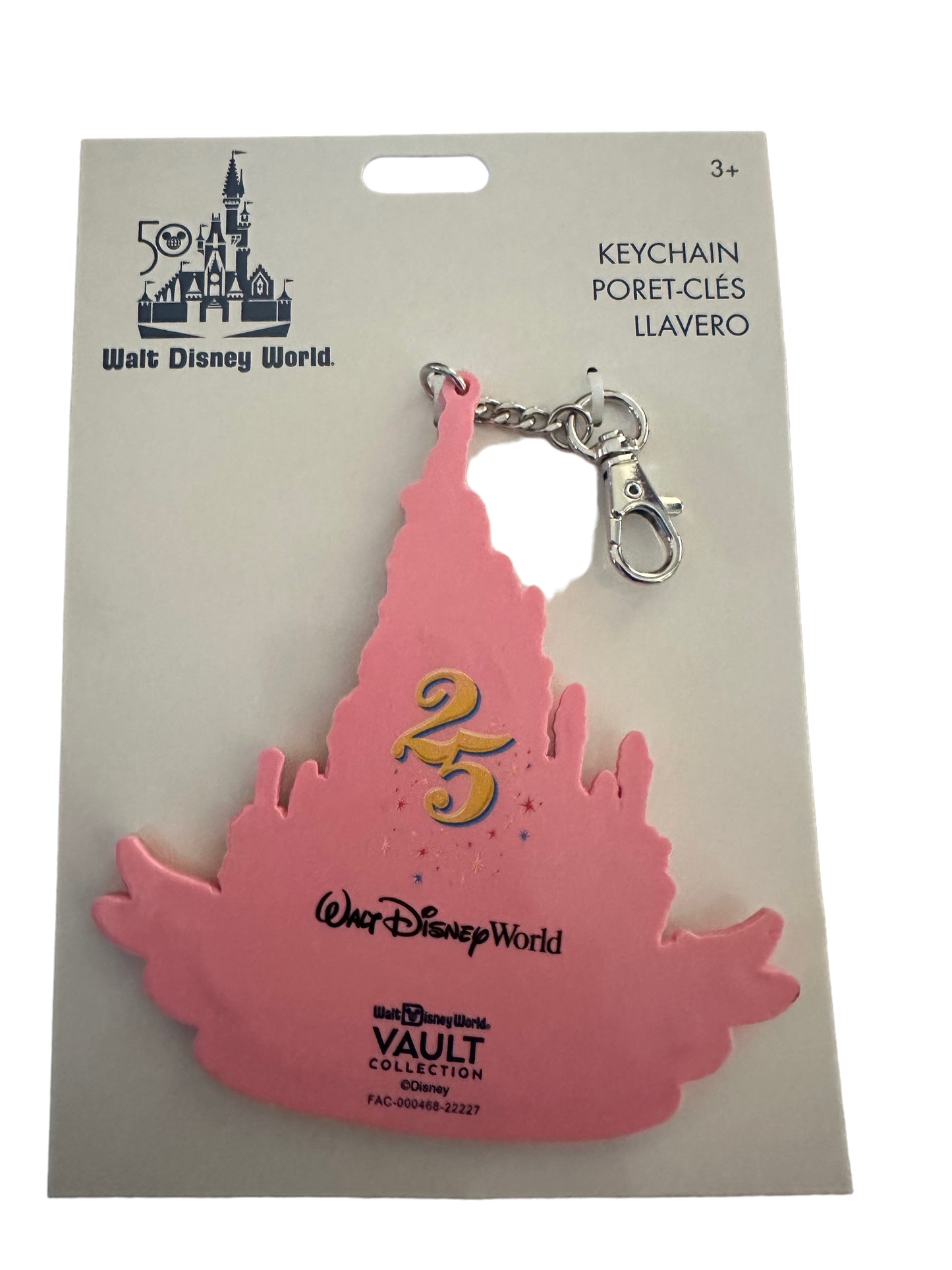 Disney World 25th Anniversary Mickey Cake Castle Keychain Clip Vault