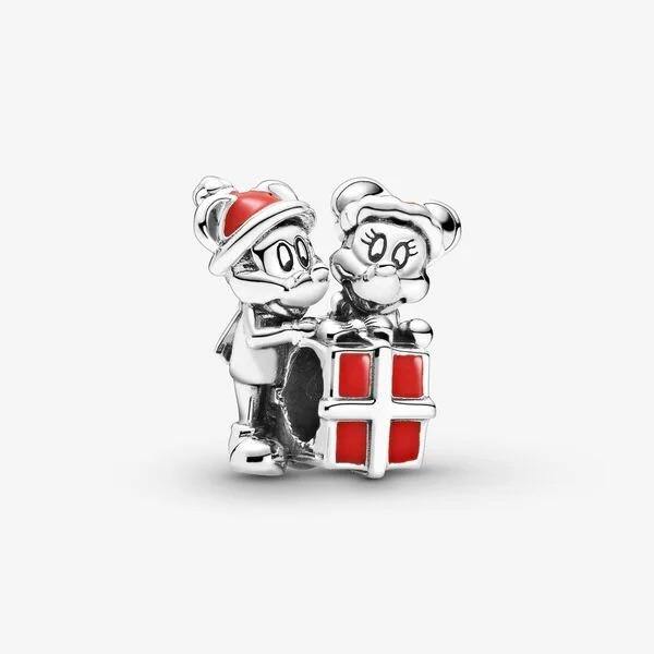 Disney Mickey and Minnie Holiday Present Pandora Charm - World of Treasures