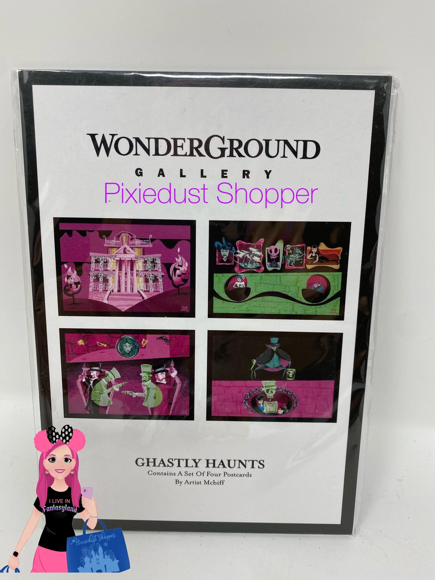 Disney Haunted Mansion Ghastly Haunts Wonderground Gallery Set of 4 Postcards - World of Treasures
