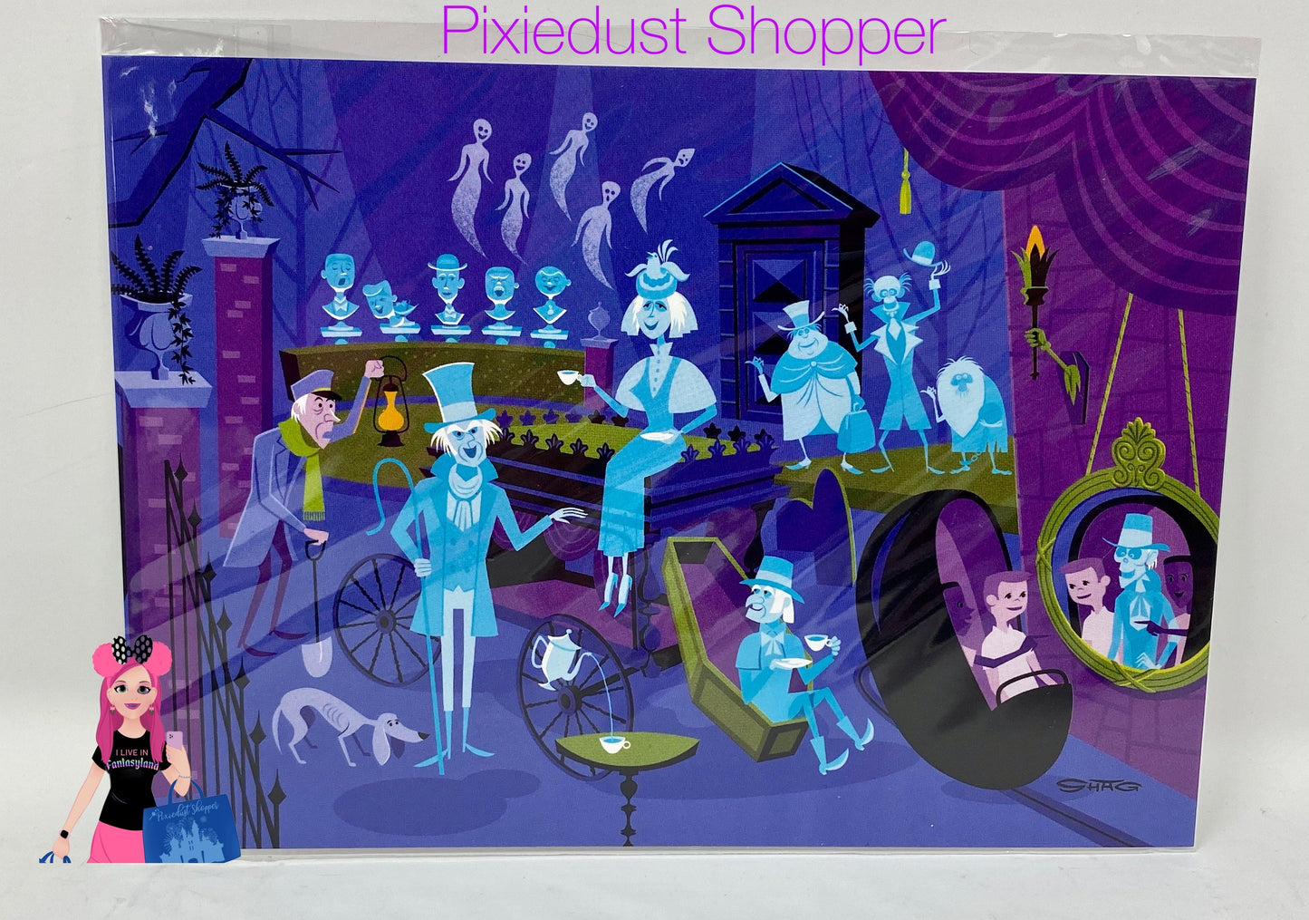 Disney "31 Ghosts" Haunted Mansion Right Side SHAG 5X7" POSTCARD - World of Treasures