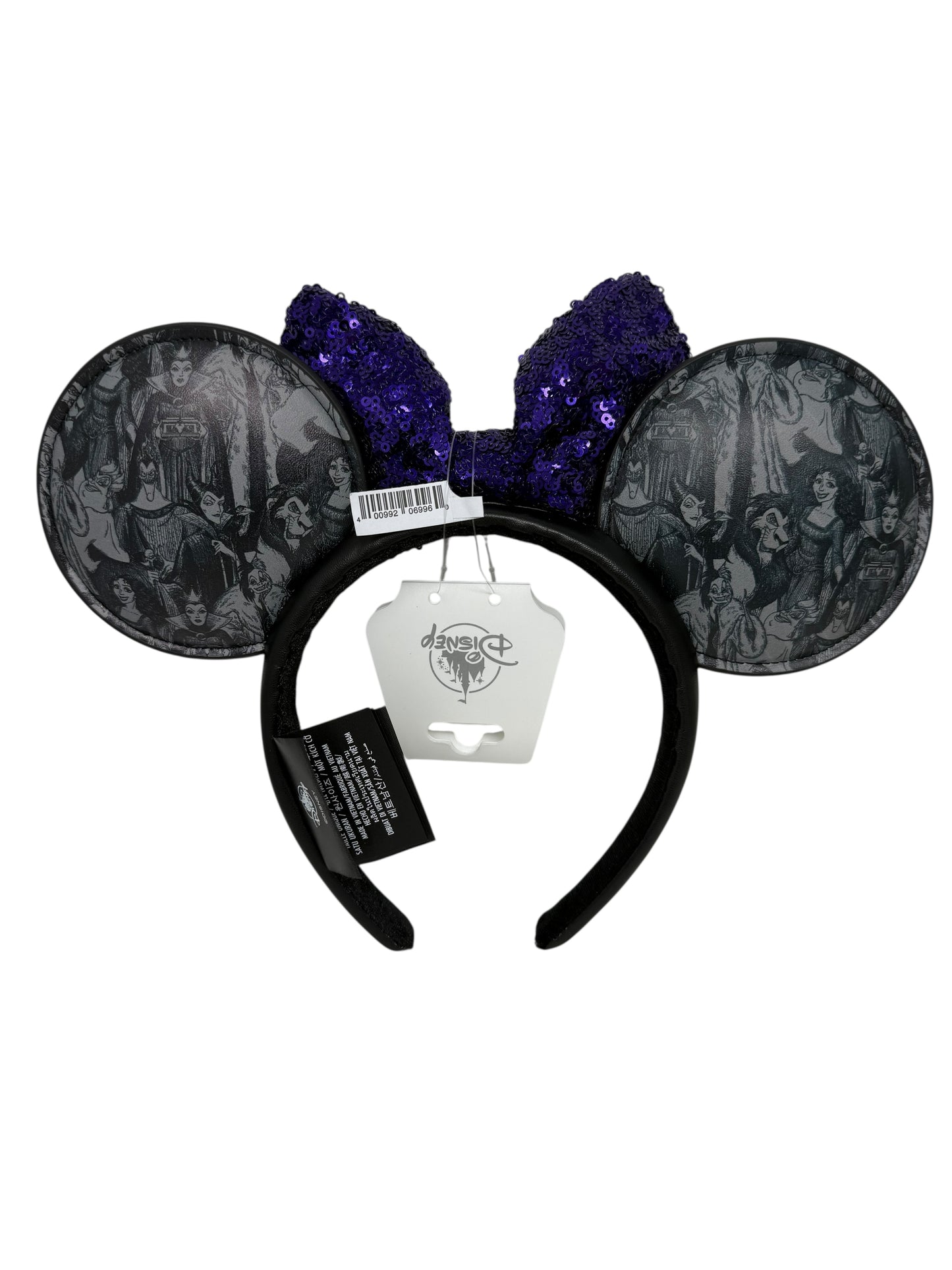 Disney Villains Minnie Ears Headband Purple Bow All Over Print
