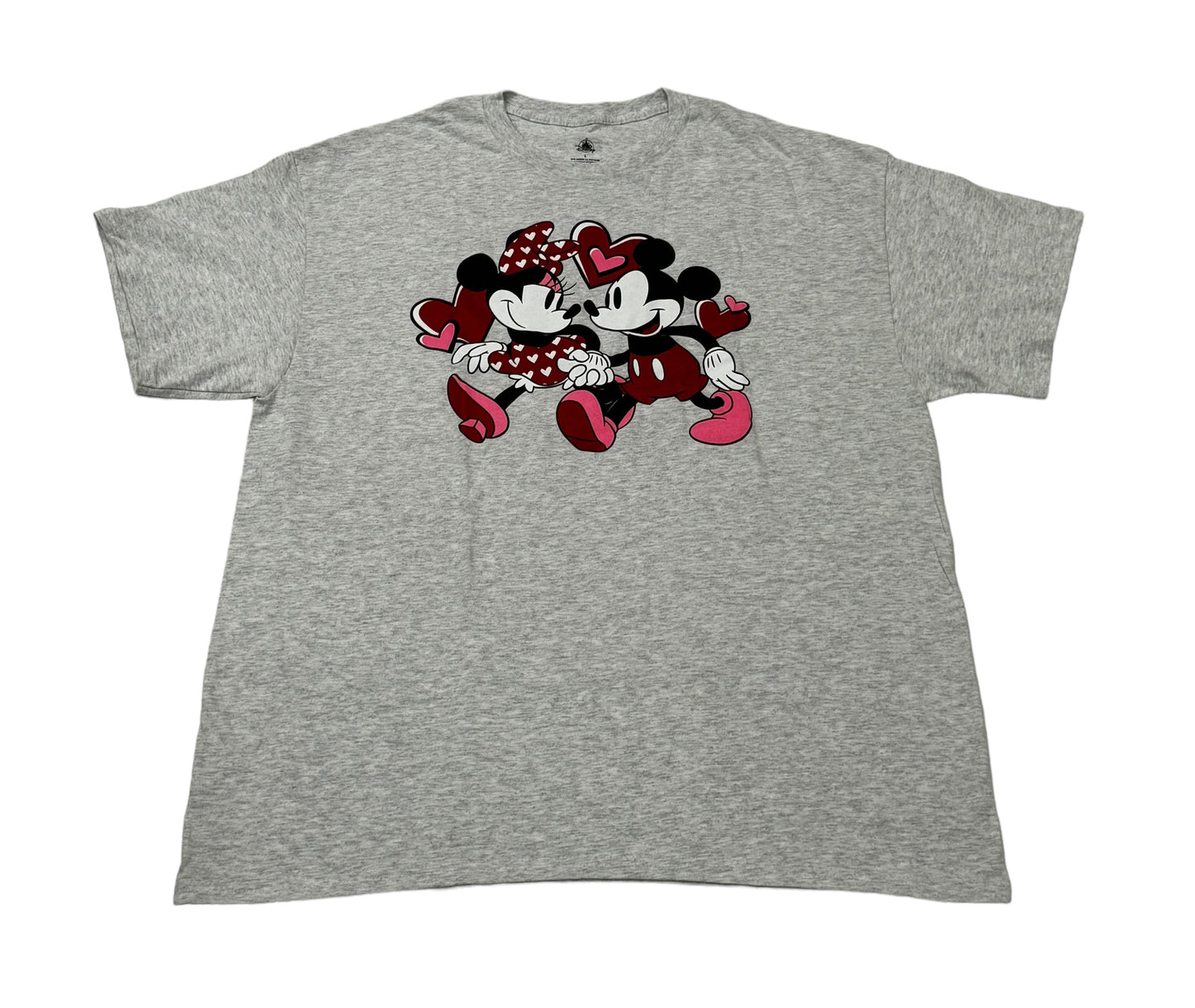 Disney Parks Minnie & Mickey Hearts Valentine’s Grey Shirt Large