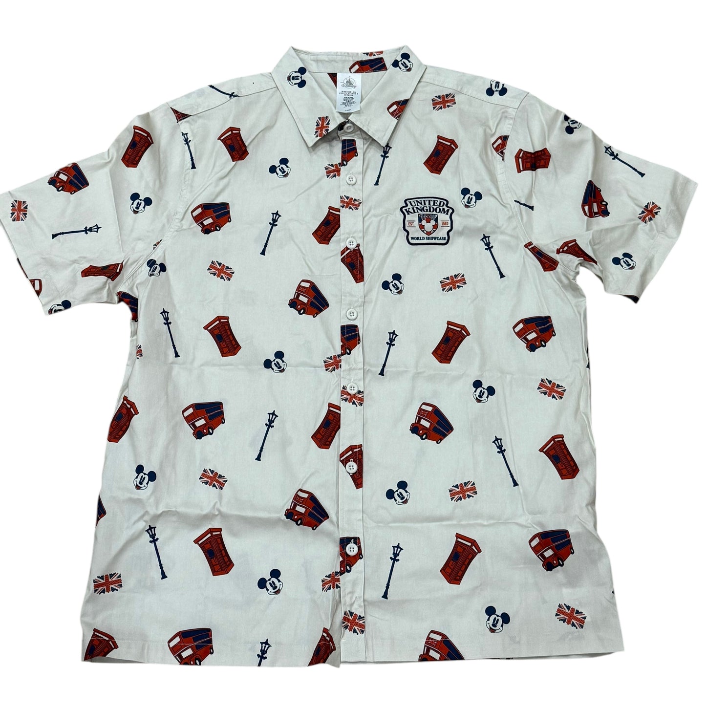 Disney Epcot United Kingdom Mickey Woven Button Shirt-UK
