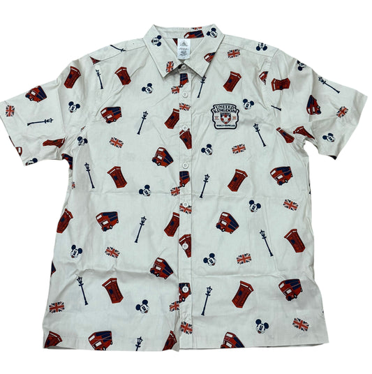 Disney Epcot United Kingdom Mickey Woven Button Shirt-UK