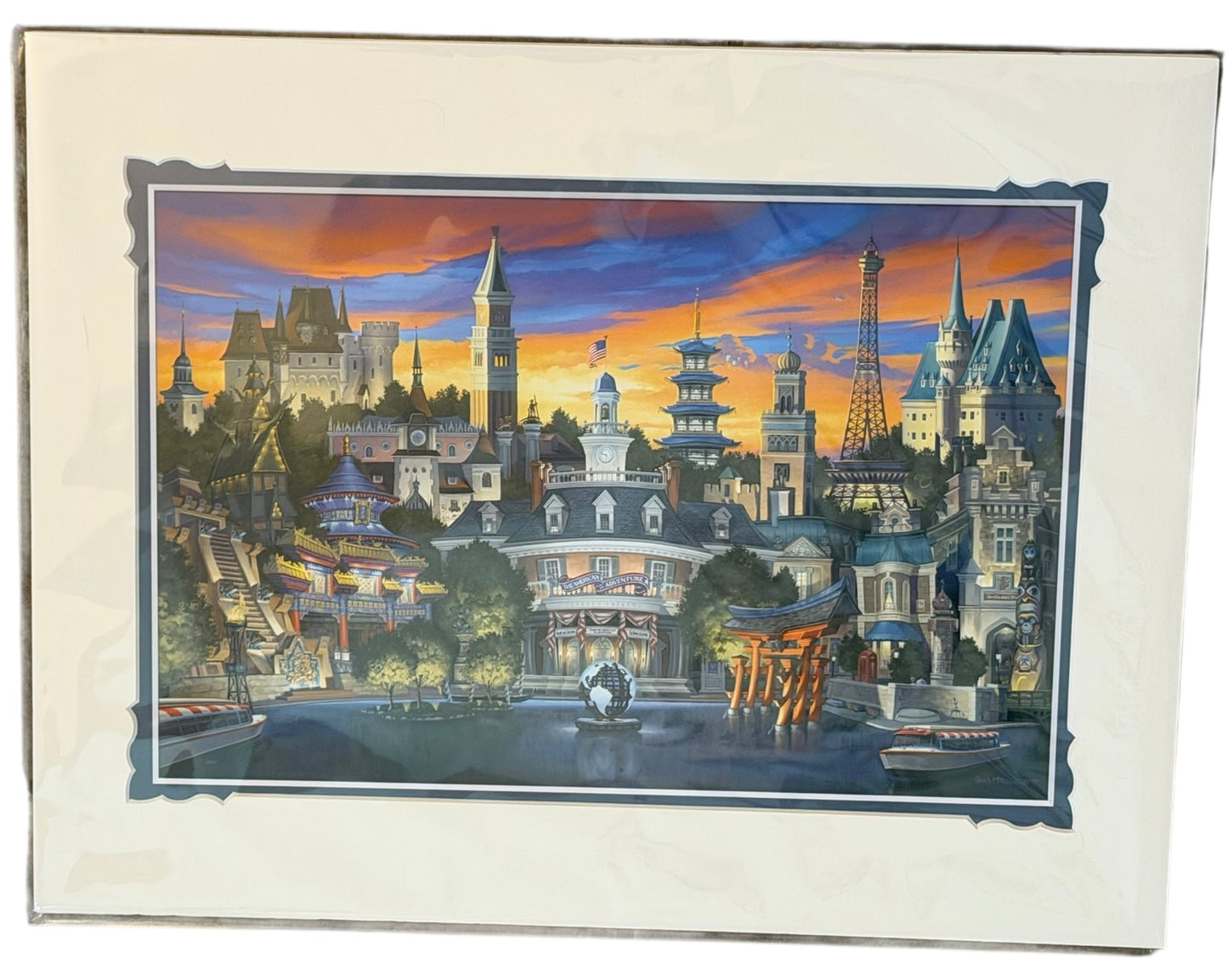 Disney Epcot “Sunset Lagoon” 14x18” Matted Print by Greg McCullough