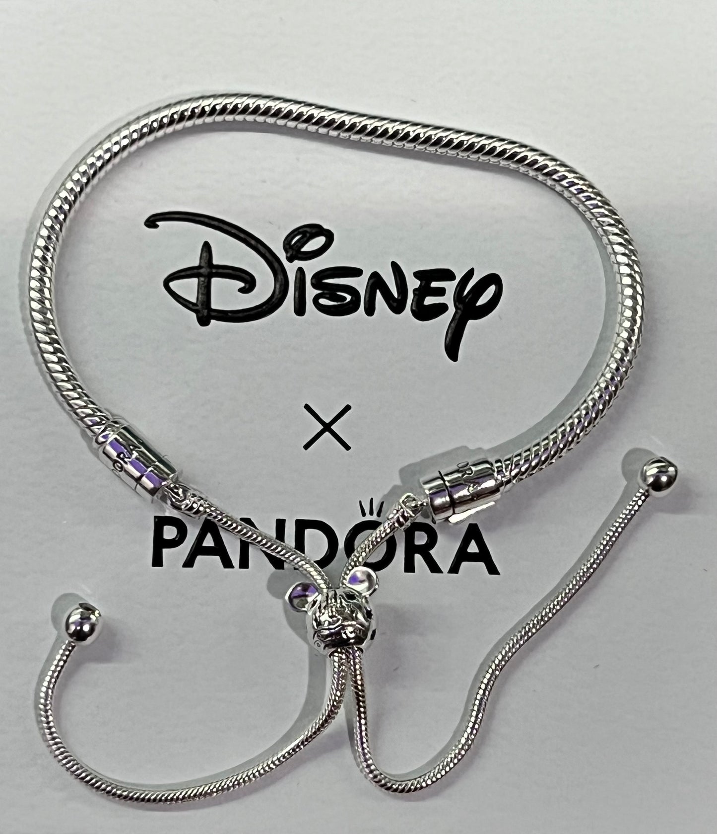 Disney Silver Mickey with Castle Bolo Pandora Snake Bracelet