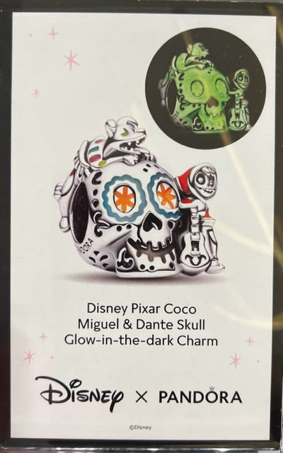 Disney Coco Sugar Skull, Miquel, Dante Glow in the Dark Pandora Charm