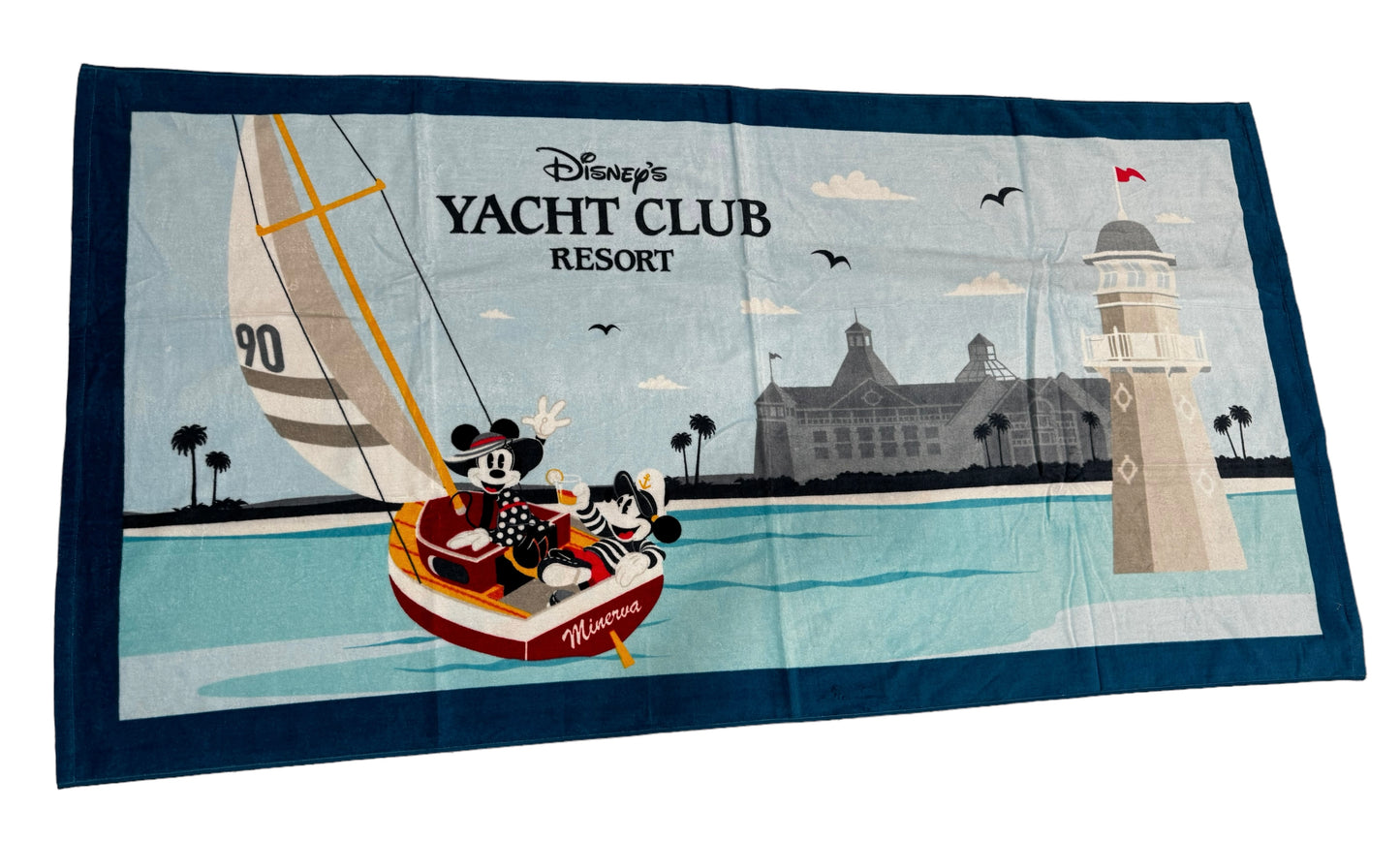 Disney Yacht Club Resort Minnie & Mickey Sailboat Beach Towel-2024