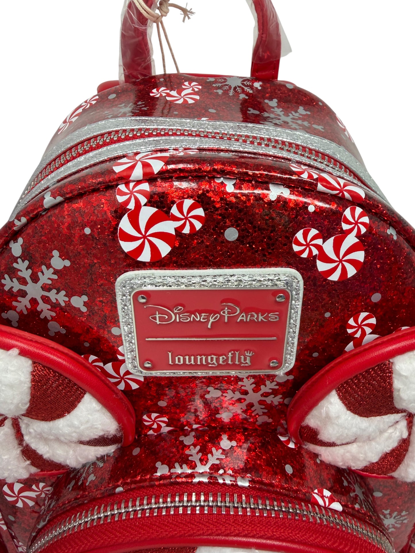 Disney Parks Mickey Peppermint Glitter Loungefly Backpack Holiday Christmas
