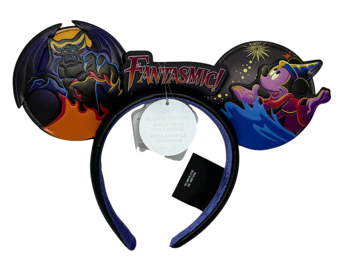 Disney Sorcerer Mickey Fantasmic Ears Headband-Glow in Dark